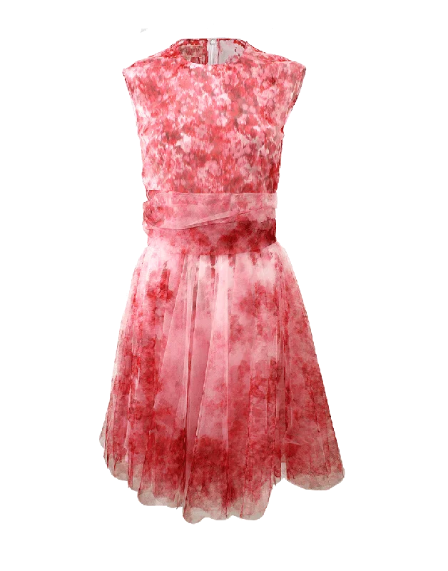 Floral Tulle Dress Tunics Yoga stretchy
