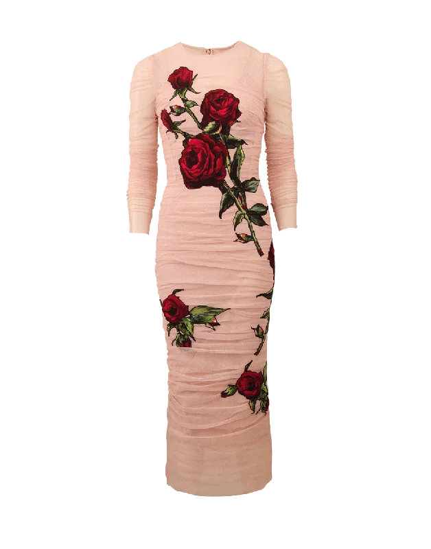 Stretch Tulle Rose Dress Tunics Practical durable