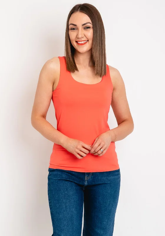 Freequent Sonia Tank Top, Hot Coral sequin tank top