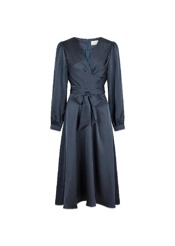 Rimini Heavy Sateen Dress - Midnight Blue Tunics Silk luxurious