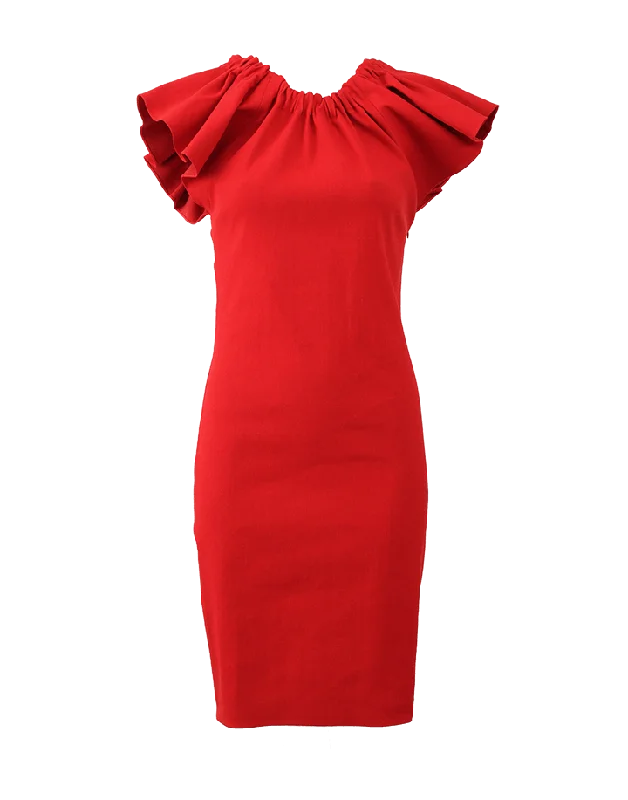 U-Back And Bow Dress Crew Neckline Sporty