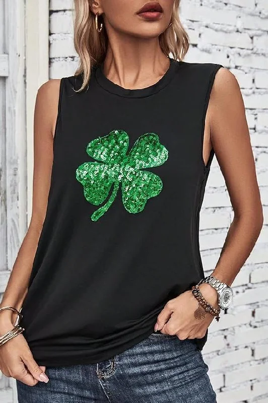 Women's Tank Top Sequin Emery Rose Clover Print comfortable tank top