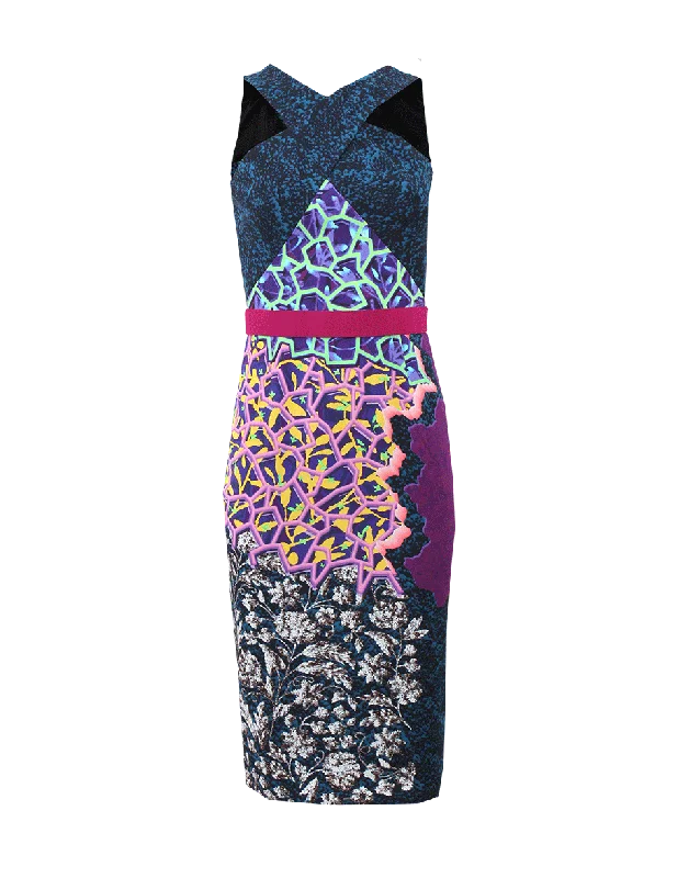 Criss-Cross Print Dress Tunics Evening elegant