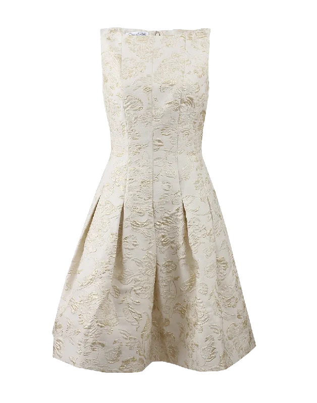 Bateau Neck Dress With Full Skirt Tunics Spring floral