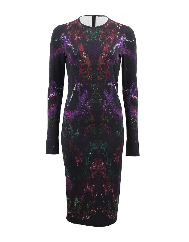 Moth Print Jersey Dress Tunics Chic fashionable