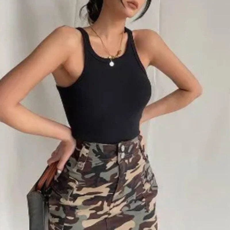 Ladies U-Neck Sleeveless Solid Color Tank Top LTY44159 essential tank top
