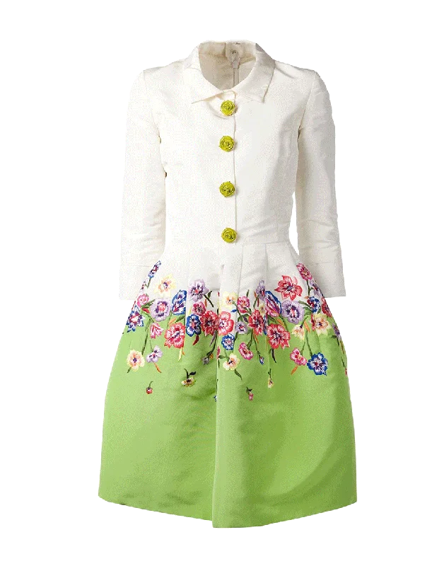 Floral Embroidered Snap Dress Tunics Print Colorful