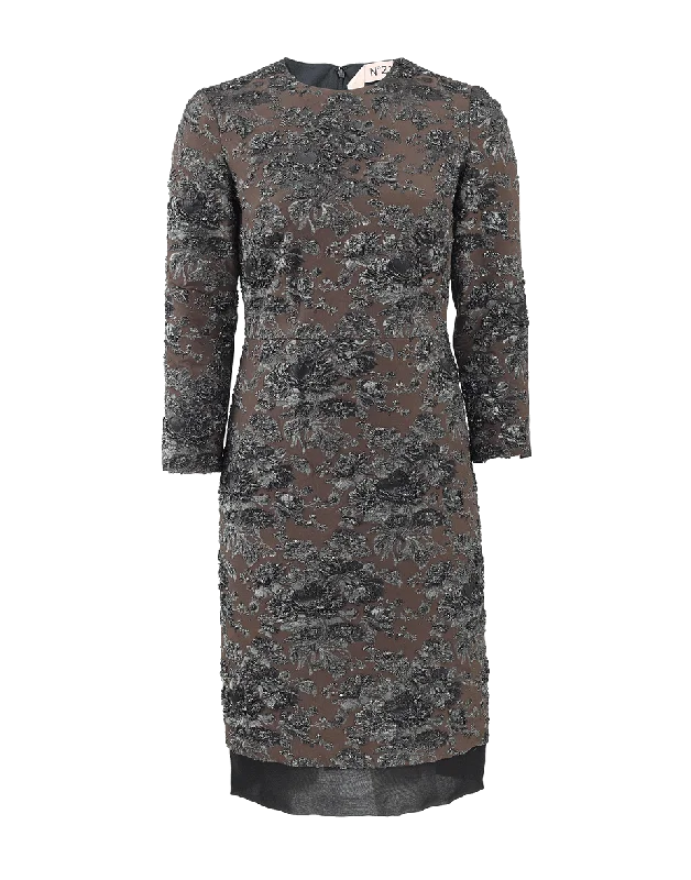 Lame Floral Embroidered Dress Tunics Chinos classic