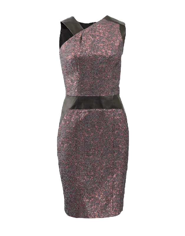 Leather Detail Slim Dress Tunics Fashionable trendy