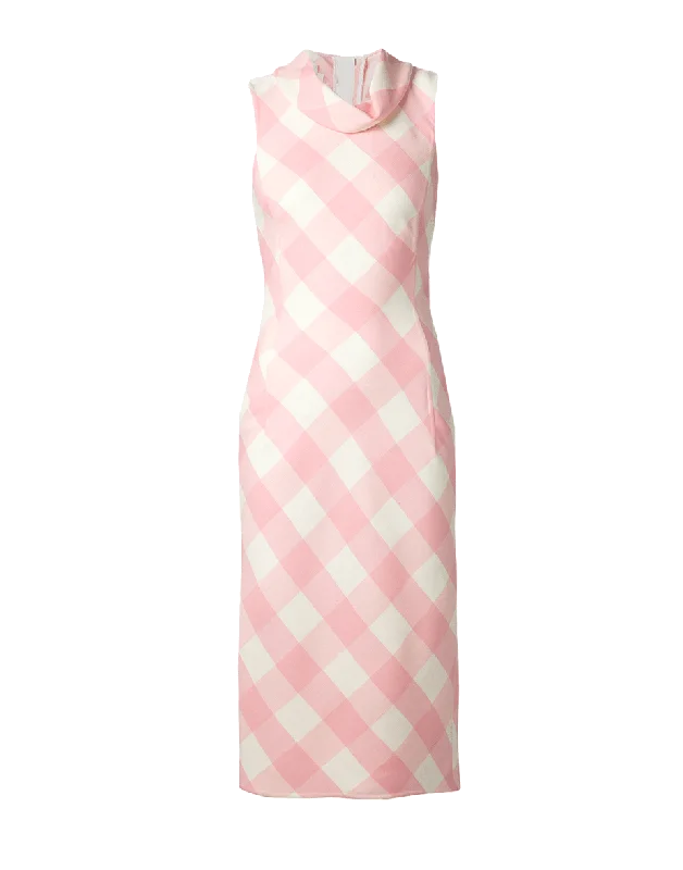 Roll Collar Pencil Dress Square Neckline Feminine