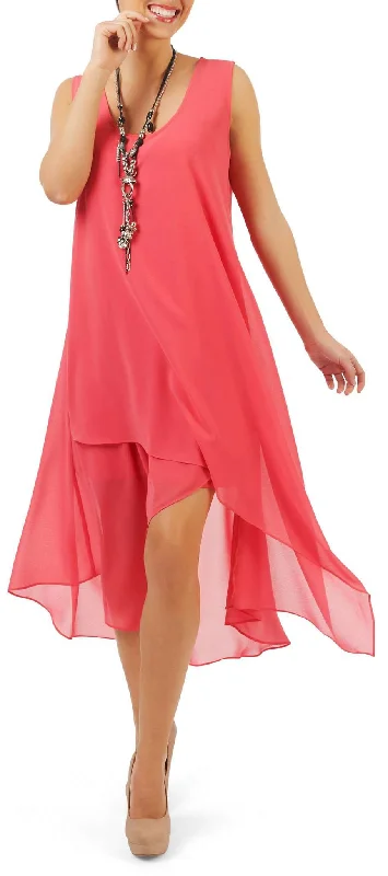 Women's Dresses Coral Chiffon Flattering Fit Quality Fabric Made in Canada Yvonne Marie Boutiques Tunics Recommended stylist Women's Dresses Coral Chiffon Flattering Fit Quality Fabric Made in Canada Yvonne Marie Boutiques Tunics Recommended stylist