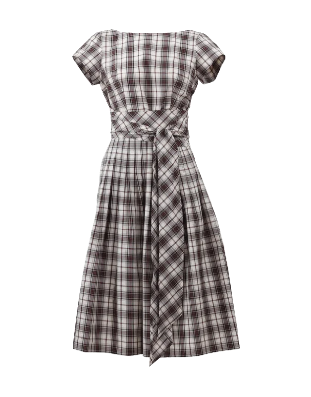 Madras Tie Waist Dress Tunics Plaid country
