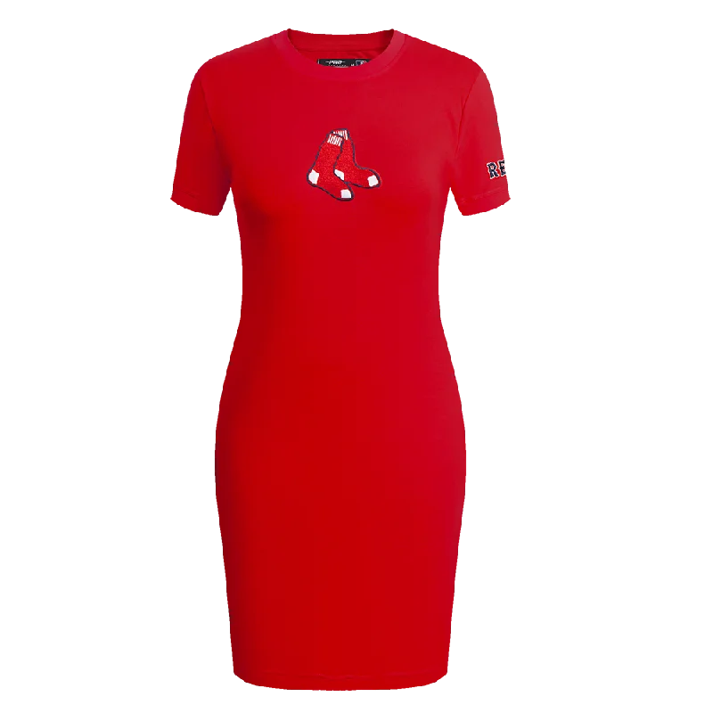 MLB BOSTON RED SOX CLASSIC WOMEN'S BODY CON DRESS (RED) Tunics Stylish elegant