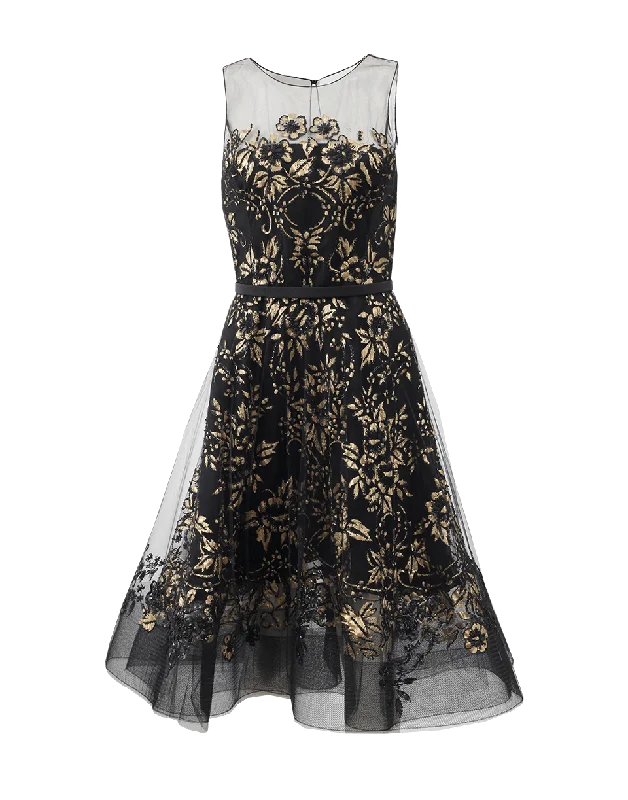 Illusion Neck Embroidered Dress Tunics New arrival