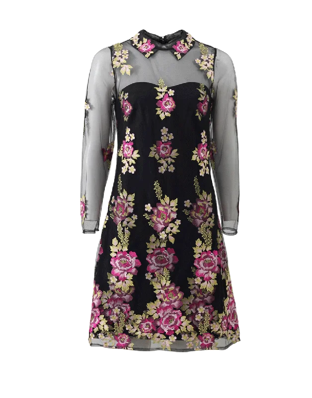 Embroidered Collar Dress empire Waist empire