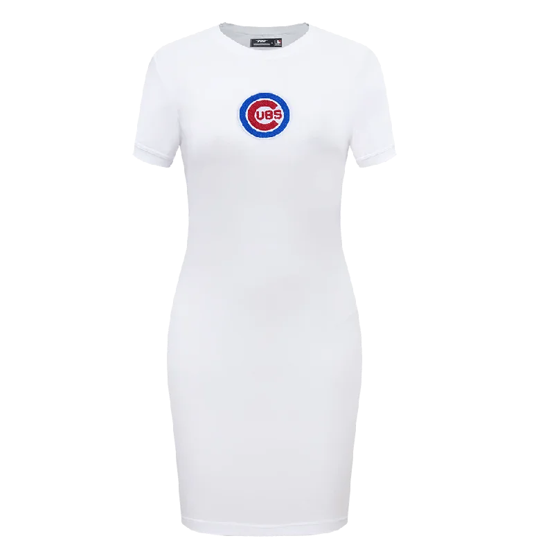 MLB CHICAGO CUBS CLASSIC WOMEN'S BODY CON DRESS (WHITE) Shift Classic Vintage