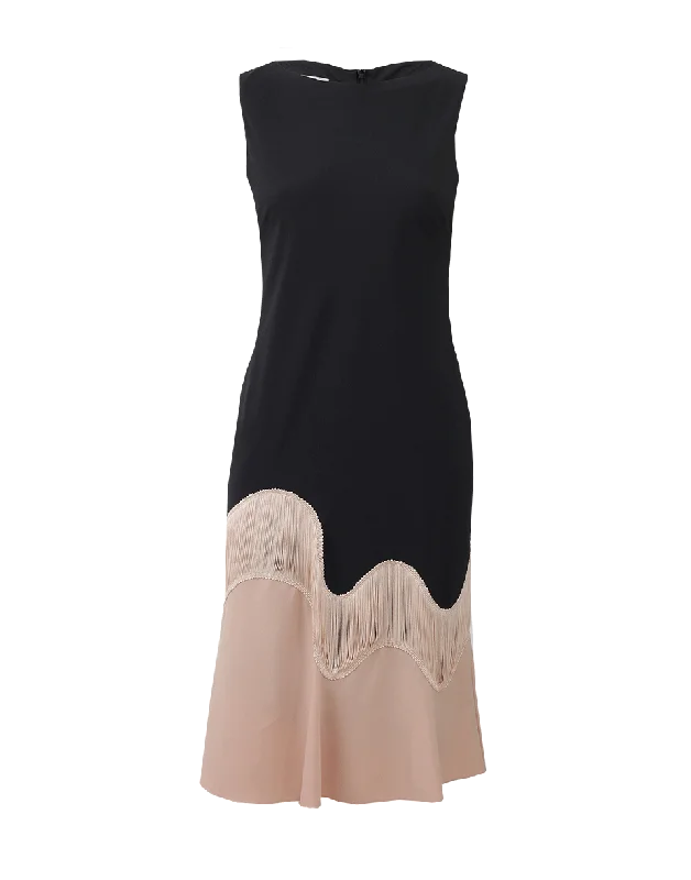Two Tone Dress With Wave Fringe Casual Short Summer