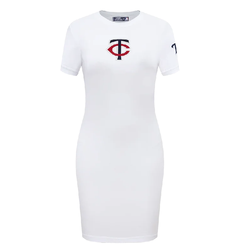 MLB MINNESOTA TWINS CLASSIC WOMEN'S BODY CON DRESS (WHITE) Maxi Flowy Bohemian