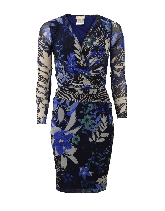 Wrapped Floral Print Dress Tunics Seasonal trendy
