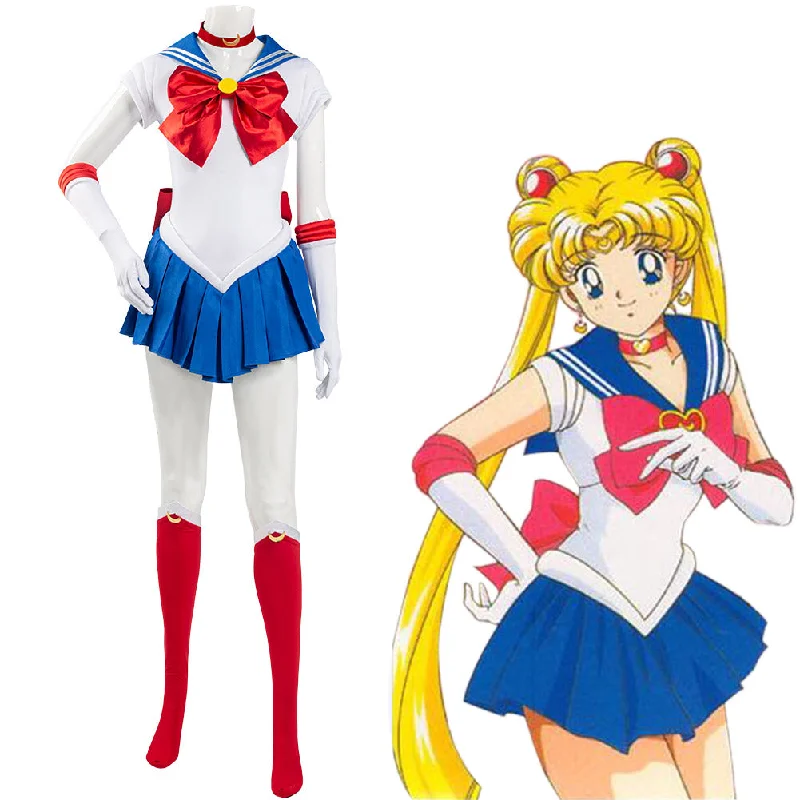 Sailor Moon Tsukino Usagi Halloween Carnival Suit Cosplay Costume Uniform Dress Outfits Tunics Print Colorful