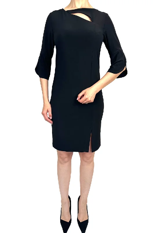 Women's Black Dress with Long Sleeve flattering fit with fashion neckline Tunics Essential wardrobe Women's Black Dress with Long Sleeve flattering fit with fashion neckline Tunics Essential wardrobe