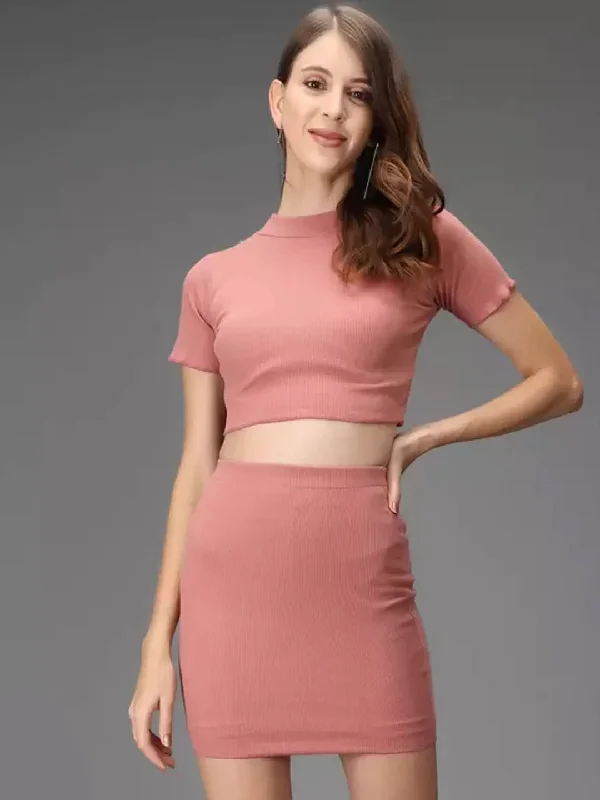 TANDUL  Women Two Piece Dress Pink Dress Tunics Vintage classic