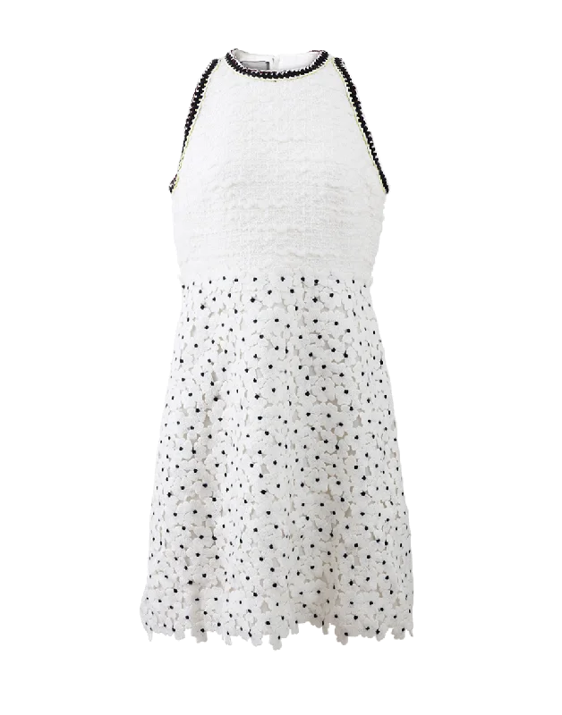 Tweed And Floral Macrame Dress Tunics Party sparkling