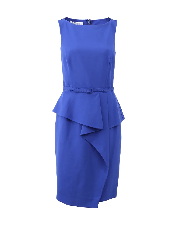 Bateau Neck Peplum Dress Tunics Winter warm