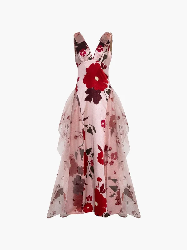 Cherry Blossom Dress Turtleneck Neckline Stylish