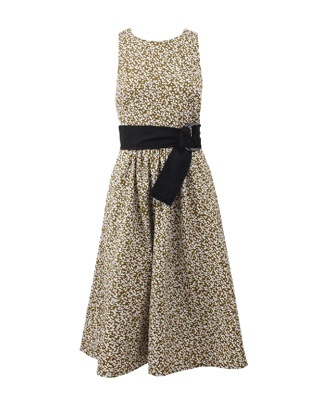 Criss-Cross Back Floral Dress Elegant Long Evening