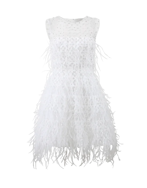 Clover Embroidered Feather Cocktail Dress Tunics Floral girly