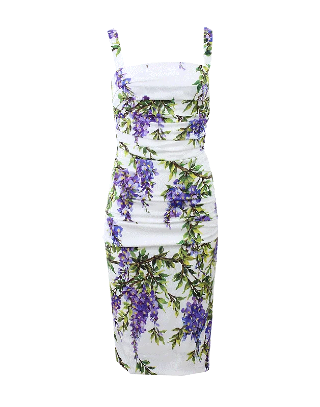 Ruched Wisteria Dress Maxi Flowy Bohemian