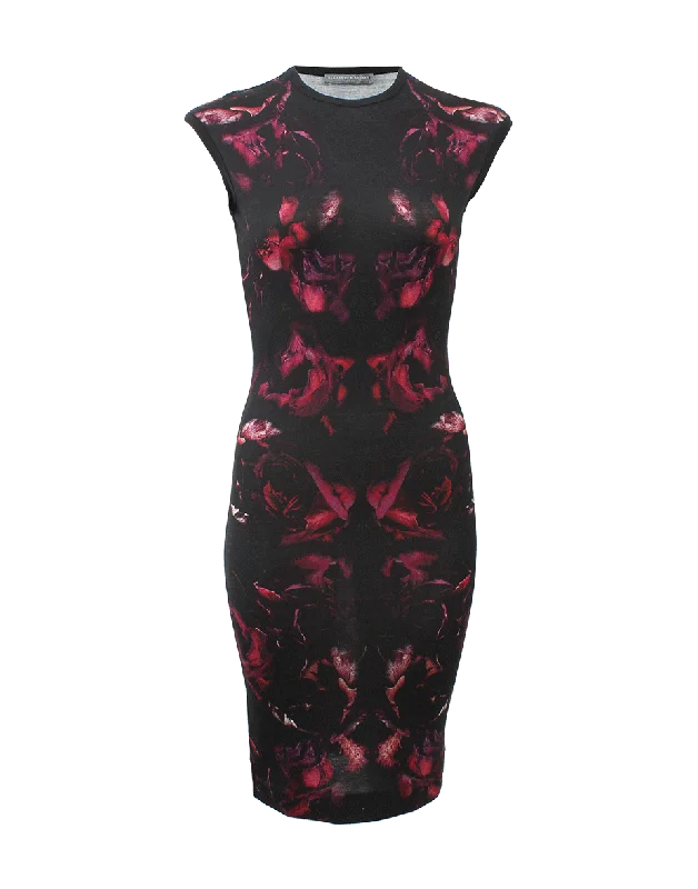 Night Flower Print Pencil Dress Tunics Timeless classic