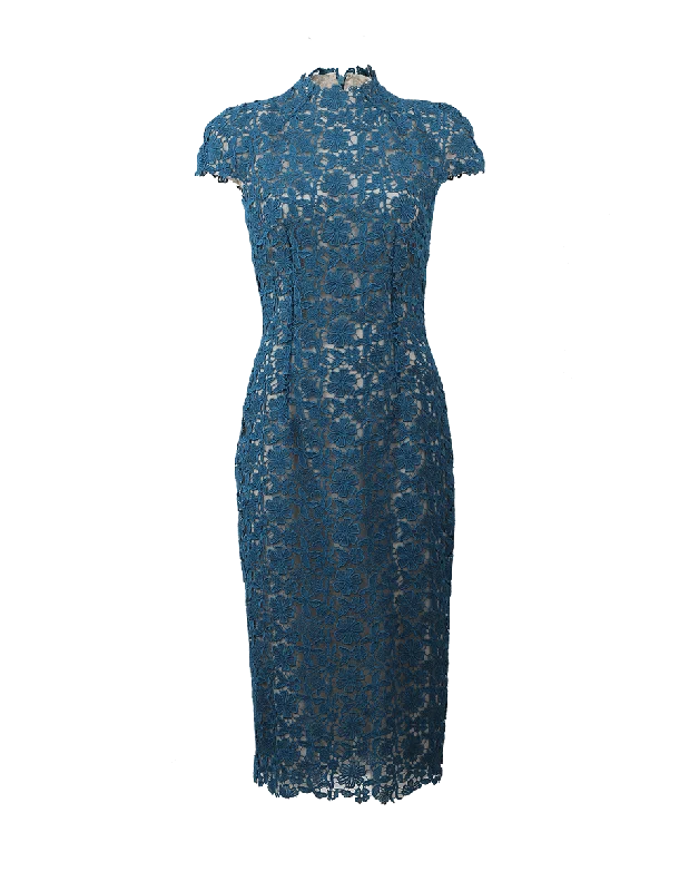 Corded Lace Dress Boatneck Modish Everyday