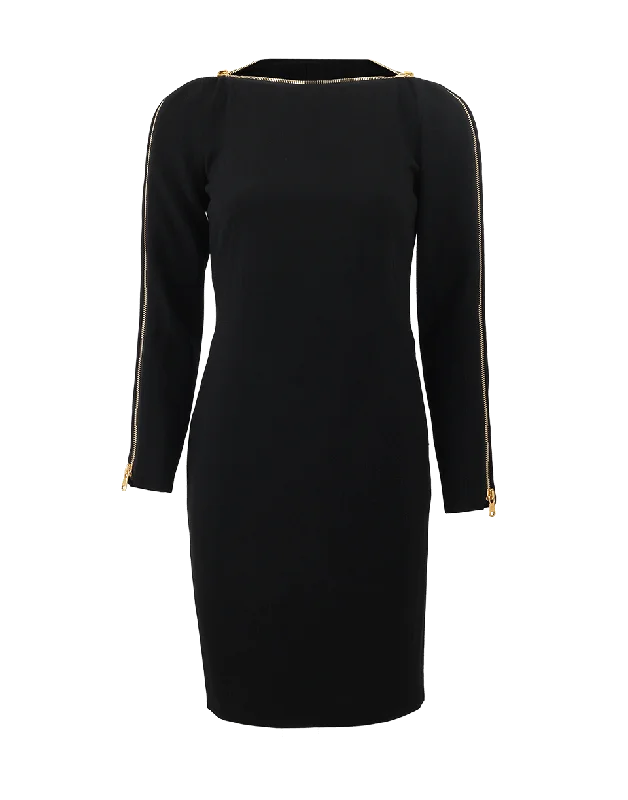Zipper Detail Fitted Dress Tunics Versatile stylish