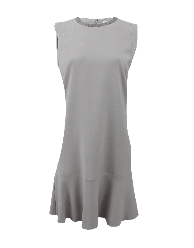 Monili Neck Flutter Hem Dress Tunic Top Casual