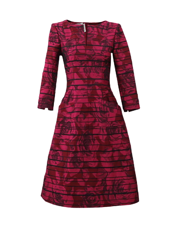 Rose Striped Jacquard Dress Tunics Chic elegant