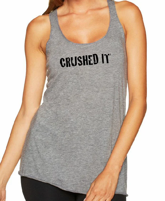 Woman's racer back workout tank top "Crushed It" by Endurance Apparel bold tank top