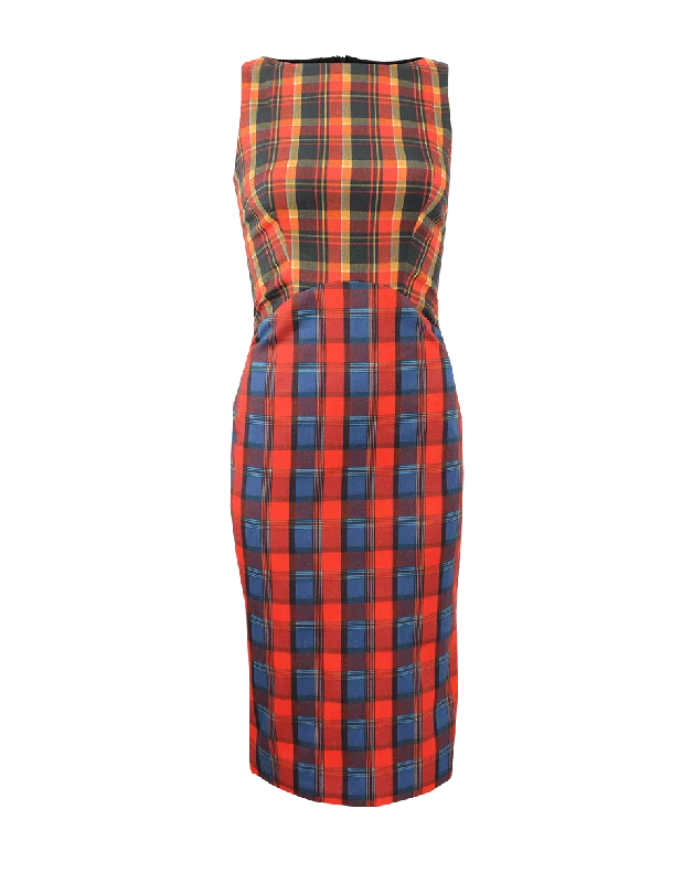 Shadow Multi-Check Dress Tunics Trendy modern