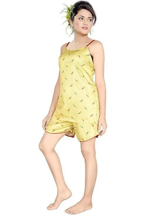 Printed Knee-Length Relaxed Cotton Night Dress for Women (Yellow, Free Size) Tunics Stylish elegant