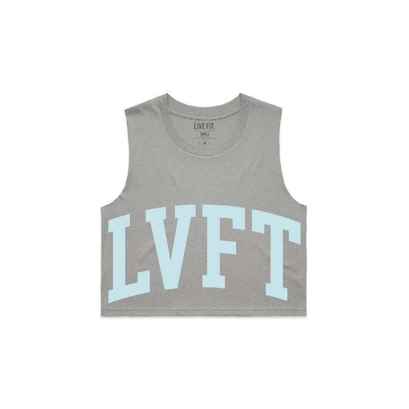 Contender Crop Muscle Tank - Grey halter tank top