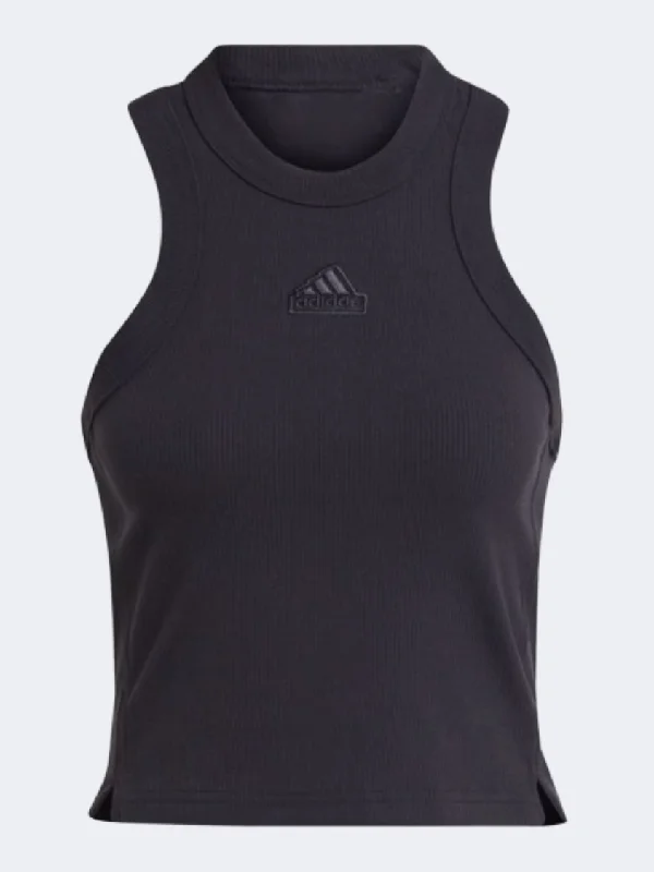 Adidas Lounge Ribbed Women Sportswear Tank Black bold tank top