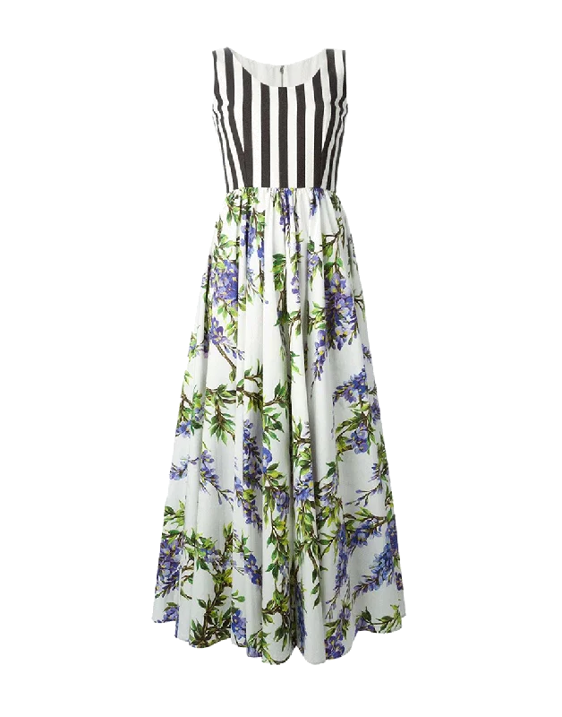 Stripe And Wisteria Dress Floral Print girly