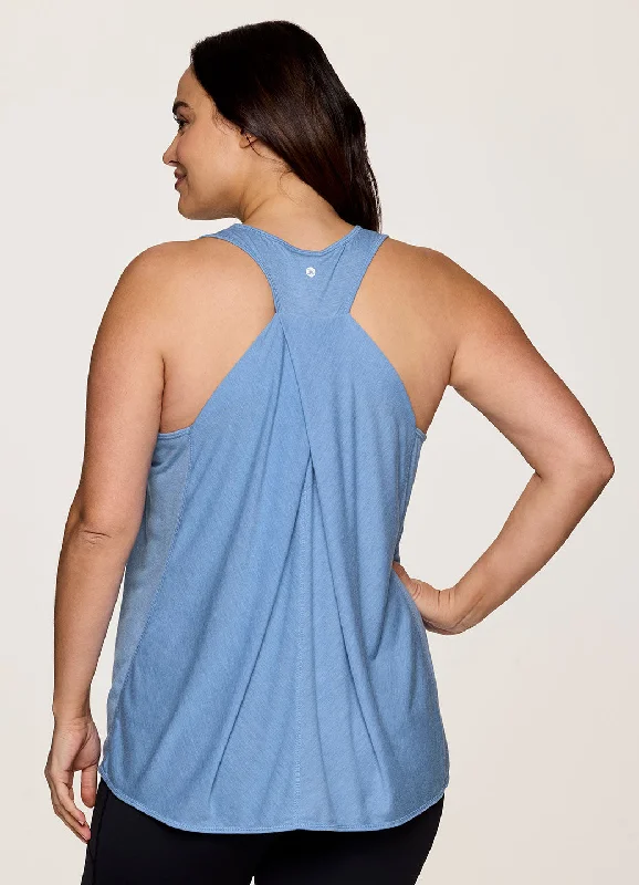 Plus Prime Relaxed Twist Back Tank Top spandex blend tank