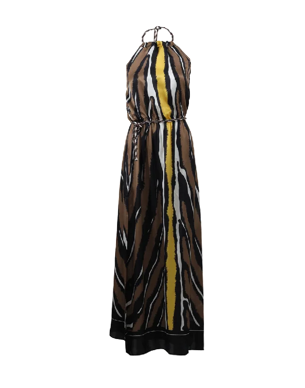 Long Zebra Halter Dress Tunics Recommended stylist