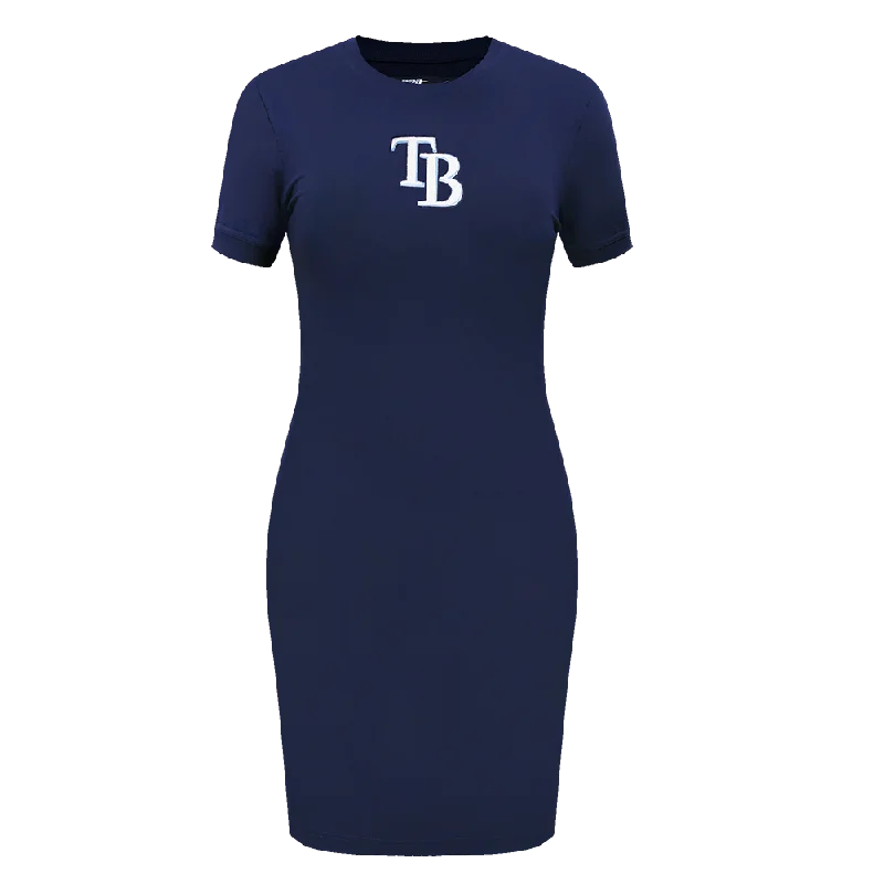 MLB TAMPA BAY RAYS CLASSIC WOMEN'S BODY CON DRESS (MIDNIGHT NAVY) Crew Neckline Casual