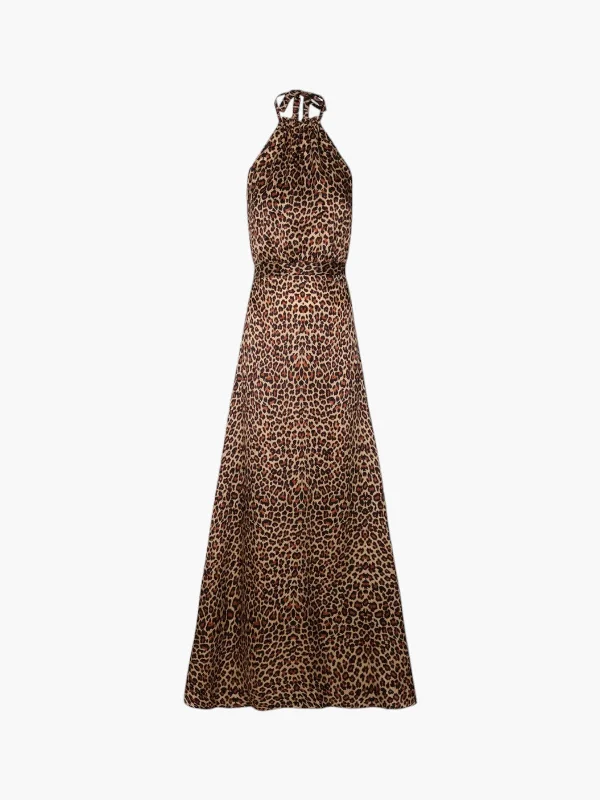 Magdalena Silk Satin Dress | Jaguar Print Tunics Seasonal trendy