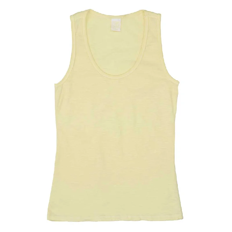 Peace Store Cotton Tank Top - LT Soft Lemon Yellow vibrant tank top