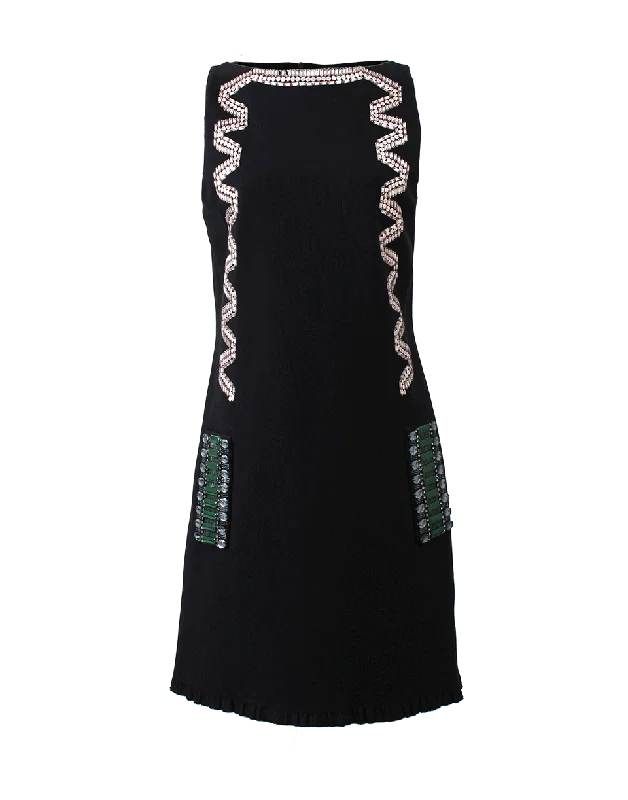 Beaded Front Dress Cowl Neckline Elegant