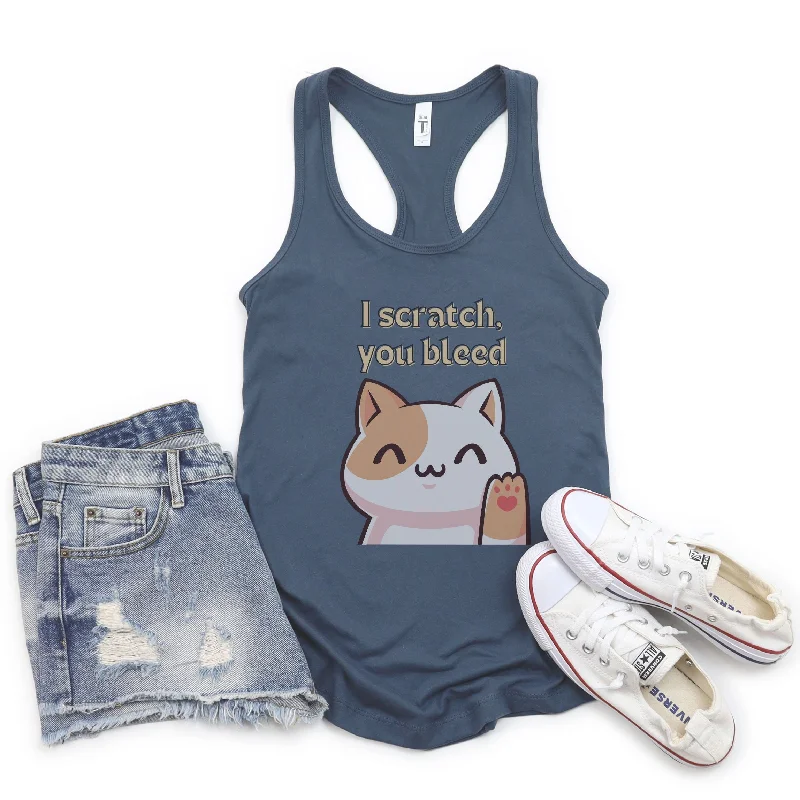 I Scratch You Bleed Cat Women's Ideal Racerback Tank halter tank top